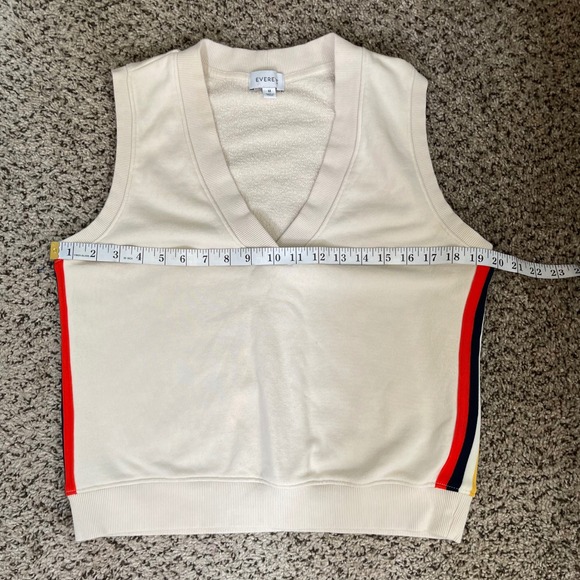 Evereve Women's Mayan Sleeveless V Neck Sweatshirt Vest Top Side Stripe Beige M - Picture 8 of 9